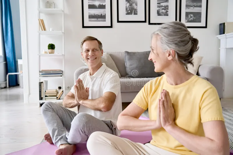 Senior couple smiling with peace of mind
